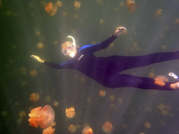 Susan in Jellyfish Lake